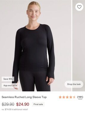 Quince Black Seamless Long Sleeve Exercise Top